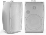 Herdio 8 Inch 600W Outdoor Bluetooth Speakers Waterproof with Powerful Bass, TWS Pairing Wall Mount Durable Loud Sound System | Ideal for Large Spaces: Commercial Areas, Spacious Backyards (White)