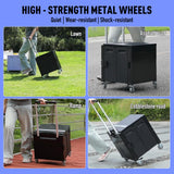 Folding Utility Cart Portable Rolling Crate Handcart Shopping Trolley Collapsible Tool Box, with Lid, on Rotate Wheels (Black)