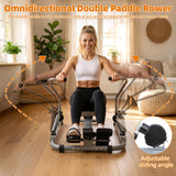 Water Rowing Machine, Hydraulic Rower with LCD Monitor, Adjustable Seated Row Machine Resistance up to 110LBS & Large Cushioned Seat, 265LBS Quiet Rowing Machines for Home Use (Black)