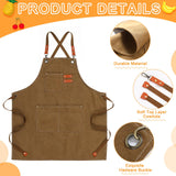 Toulite 4 Pack Canvas Chef Apron for Men with Adjustable Strap Cross Back Cotton Barber Apron with Pocket, 26 x 30''(Gray, Camel, Blue, Black)
