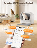 MeoWant Self-Cleaning Cat Litter Box, 106L Extra-Large Space Low Entrance Automatic Cat Litter Box Perfect for Multiple Cats, Safety Sensor, Anti-Pinch, APP Control, Odor Free with Mat & Liner