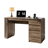 ZenXity Farmhouse 55" Computer Desk with Charging Station, Wooden Home Office Executive Desk with 3 Drawers and Fluted Storage, Study Table Workstation