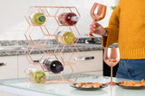 Gusto Nostro Countertop Wine Rack - 14 Bottle Freestanding Modern Metal Wine Rack - 3 Tier Tabletop Wine Holder Stand for Cabinet (Small, Rose Gold)