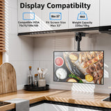 MOUNTUP Folding Under Cabinet TV Mount, VESA 75x75mm & 100x100mm Flip Down & Swivel TV Bracket for Most 13-32" LCD Screens up to 22 Lbs, Height Adjustable Space Saving Under Counter Mount for RV