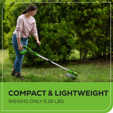 Greenworks 24V 12" Cordless String Trimmer/Edger (Gen 2), 2.0Ah Battery and Charger Included