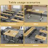 Flip Top Mobile Meeting Table with Wheels, Modular Stackable Training Tables, Convertible Rolling Seminar Table for Office Classroom