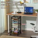 keomaisyto 6-Tier Standing File Organizer for Office Organization, Under Desk File Holder with Sliding Mesh Paper Letter Trays