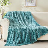 NEWCOSPLAY Super Soft King Blanket Light Teal Premium Silky Flannel Fleece 3D Clouds Stylish Jacquard Lightweight Bed Blanket All Season Use 350GSM (Light Teal, King(90"x110"))