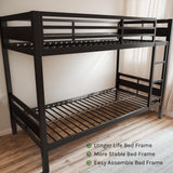 nesture. Bunk Bed Twin Over Twin, Heavy Duty Metal Bunkbeds with Full-Length Guardrail, Space-Saving Steel Bed for Kids & Adults, No Box Spring Required, Black