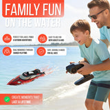 REV-UP 18" Large Remote Control Boat - Fast Speed RC Boats for Adults 21+ MPH with Travel Bag, Self-Righting Remote Control Boat for Adults, 2.4GHz Racing RC Boats with LED Lights