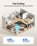 EnerGlow 12000BTU Portable Air Conditioner, 4-in-1 Cools 600 Sq.Ft, Quiet AC Unit with Fan & Dehumidifier, LED Display, Remote, Auto Swing, 24H Timer, Window Kit, for Bedroom/Office/Dorms/Apartment