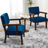 FAGAGA Velvet Accent Chairs Set of 2, 2 Solid Wood Armchairs with Table