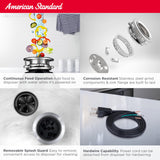 American Standard 10-US-AS-12 Garbage Disposal Anti-Jam Stainless Steel Food Waste Grinding System, Heavy Duty, 1.25 HP, Black