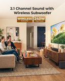ULTIMEA Sound Bar with Wireless Subwoofer, 240W Peak Power, VoiceMX & BassMX, App Control, 2.1ch Soundbar for Smart TV, Adjustable Bass, HDMI, Optical, Bluetooth 6.0, Poseidon M30 (2026 Model)