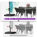 PURPLE LEAF Patio Telescopic Umbrella 11.5' x 11.5' Tilt Turquiose
