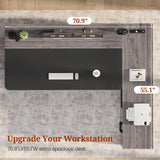 Executive Desk, Large Office Desk with Drawers & Storage Shelves, Modern L Shaped Computer Desk Corner Desk
