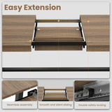 GarveeHome 63-83" Extendable Dining Table, Industrial Rectangular Dining Room Table for 6-8 People