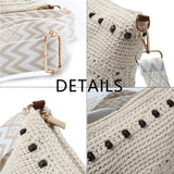 tutuebobe Small Boho Crochet Purse for Women Slouchy Beach Handwoven Crossbody Bags Vacation Shoulder Bag Purse Wide Shoulder Strap (beige)