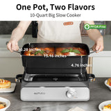 Slow Cooker 10 Quarts (2 x 5 Quarts) PFOA-Free Ceramic Coating | Adjustable Temp Oven Safe to 450°F | Keep Warm Function for Large Family Gatherings (Includes Silicone Spoon)