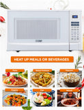 COMMERCIAL CHEF 1.4 Cubic Foot Microwave with 10 Power Levels, Small Microwave with Push Button, 1100 Watt Microwave with Digital Control Panels, Countertop Microwave with Timer, White