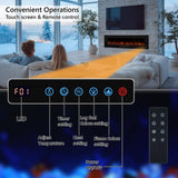 84 inches Electric Fireplace, Recessed & Wall Mounted Fireplace Heater 13 * 13 Colors Flame &Fuel Bed w/5 Dimmer, Touchscreen &Remote Control Temp, Overheating Protect, Hardwired, 1500W, Black