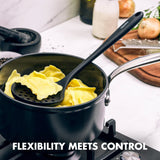 5 Piece Cooking Utensil Set, Flexible Nonstick Silicone, Stain-Free, Tongs, Turner, Spatula, Skimmer, and Slotted Spoon, Black GreenPan