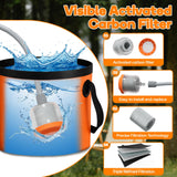 Portable Camping Shower, Camping Shower Pump with Filter, Shower Head with LED Light, Immersion Heater, Foldable Bucket, Summer Beach, Outdoor Camp Showering, Hiking, Pet Bath, RV Car Wash,Water Plant