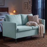 TYBOATLE 51" W Linen Fabric Upholstered Modern Loveseat Sofa Couch for Living Room, Love Seats 2-Seater Furniture w/Iron Legs for Compact Space, Apartment, Bedroom, Dorm, Office, Aqua Blue
