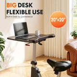 FLEXISPOT Exercise Bike with 2D Desktop, Space Saving Under Desk Bike with Removable Desk, Stationary Bikes Upright Indoor Bikes with 8 Level Magnetic Resistance Upgraded Pro Flywheel, V9 Black