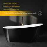 59 Inch Freestanding Bathtub, Acrylic Deep Soaking Tub, Chrome Overflow and Drain, Non-Slip Standalone Bath Tub for Bathroom, cUPC Certified, Ergonomic Modern Bath for Bathrooms
