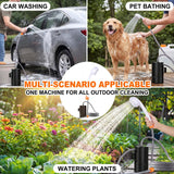AZXJC Portable Outdoor Shower, Camp shower with 3 LED Lights, 4400mAh Battery Powered Camping Shower Pump for Hiking/Outdoor, Travel, Beach, Pet, Flowering, Waterproof &USB Rechargeable 2 Flow Mode