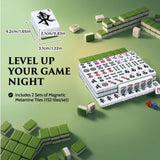HUANGZHE Automatic American Mahjong Table (Including 152 Mahjong Tiles in Blue and Green), American Style, 42mm Size, Champagne Color, Easy to Install + 152 Numbered Mahjong Tiles（Easy to Install）