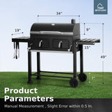 MFSTUDIO Multifunctional Extra Large 49 Inch BBQ Charcoal Grills with Temperature Control, Side Table and Easy Clean Ash Tray