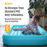 Jirni Toddler Camping Bed with Bumpers & Pump Sack – Ultralight, Compact & PVC-Free Inflatable Kids Travel Bed in 40D Ripstop Nylon for Camping & Family Travel