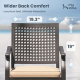 PHI VILLA 9 Pieces Outdoor Dining Set for 8, Large Metal Expandable Dining Table & Stackable Wrought Iron Chairs with Cushions, Modern Furniture Set for Patio, Deck, Yard, Porch - Black