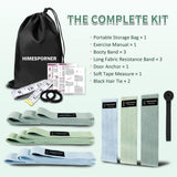 HIMESPORNER 9 PCS Fabric Resistance Bands Set for Working Out, Non-Slip Exercise Booty Bands for Women & Men Leg and Glutes with Hair Ties and Tape Measure - for Home Gym Workout, Yoga, Pilates