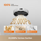 DREAME D20 Air Plus Robot Vac and Mop Combo with 20,000Pa Suction, Anti-Tangling Tech, Auto-Emptying Dock, Deep Carpet Cleaning and Smart Navigation White