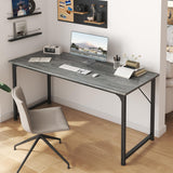 Huuger Modern Simple Office Desk, 55 Inch, Gaming & Work Desk with Storage, Large Legroom, Metal Frame, Grey