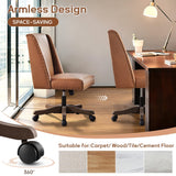 Upholstered Armless Office Chair Faux Leather Swivel Home Desk Office Chair