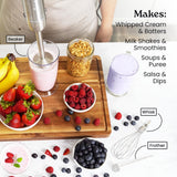 Zulay Kitchen 4-in-1 Immersion Blender 800W Hand Blender Set with Whisk, Milk Frother & 600ml Cup, 12-Speed Stick Blender with Turbo Mode for Soups, Smoothies, Sauces, Purees & Baby Food (Gray)