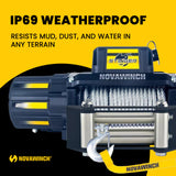 Novawinch Stinger 12000 lb Electric Winch - 12V Truck Recovery System for Trailer and Off Road Use - IP68 Weatherproof Motor with Pull and Turn Freespool Clutch - Duty Wired Control - Mount Design