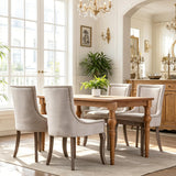 MOOLSUN Fabric Dining Chairs Set of 4, High Back Side Chairs, Modern Padded High-End Tufted Upholstered Chairs with Button-Tufted Back & Rear Pull Tabs, Solid Wood Legs C-Beige-(Wood Legs)