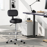 SUPERJARE Drafting Chair with Back, Adjustable Foot Rest Rolling Stool, Multi-Purpose Office Desk Chair, Thick Seat Cushion for Home Bar Kitchen Shop - Black