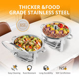 ROVSUN 5 Qt 4 Pack Chafing Dish Buffet Set,NSF Stainless Steel Round Chafers for Catering, Buffet Servers and Warmers Set with Lid Holder & Drip Tray for Wedding Party Banquet Graduation