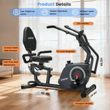 Recumbent Exercise Bike, Recumbent Stationary Bike for Home, Recumbent Bike with 400LB Weight Capacity Whisper-Quiet 16 Levels Magnetic Resistance