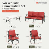 MIXPATIO 6-Piece Patio Conversation Set, Rocking Chairs, Coffee Table, Red