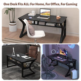 Computer Desk 55 Inch Large Computer Desk with Storage Shelf Home