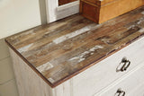 Signature Design by Ashley Willowton Vintage Smooth-Gliding 6-Drawer Dresser and Mirror with Safety Stop, Whitewash