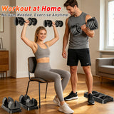 25/55lb Adjustable Dumbbell Set of 2, 5-in-1/10-in-1 Free Weights with Anti-Slip Texture Handle for Exercise, Fitness Equipment Set for Home Gym Strength Training, Suits Both Men and Women (Black 55LBS Pair)