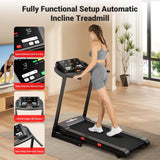 THERUN Incline Treadmill, 0-12% Incline Treadmill for Running and Walking, 300 lbs Weight Capacity, Wide Belt,3.0HP,18" LED Screen, 2 Layers Shock-Absorbing Red